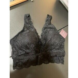 SMART & SEXY Women's Signature Lace Deep V Wireless Bralette Size XL -Black NWT